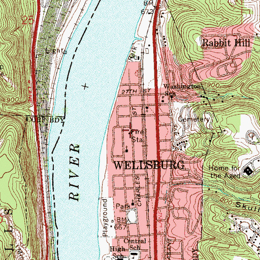 Topographic Map of Fire Station Number Three, WV