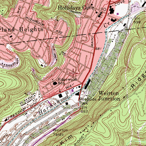 Topographic Map of First Baptist Church, WV