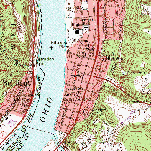 Topographic Map of First Presbyterian Church, WV