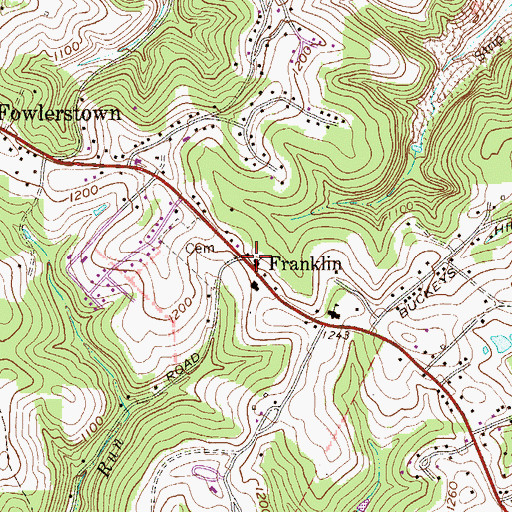 Topographic Map of Franklin United Methodist Church, WV