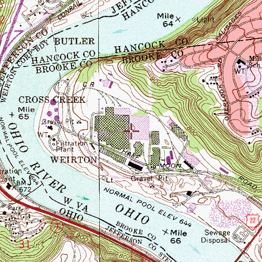 Topographic Map of Half Moon Industrial Park, WV