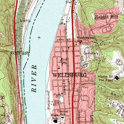 Topographic Map of Lazearville, WV