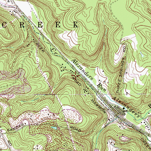 Topographic Map of Logrow, WV