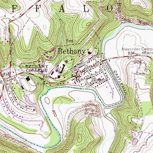 Topographic Map of Old Bethany Church, WV