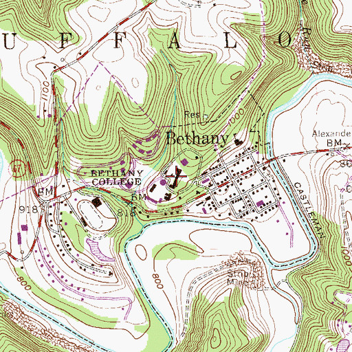 Topographic Map of Old Main, WV