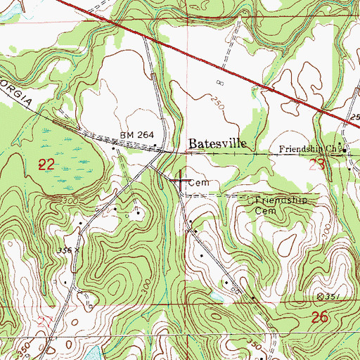 Topographic Map of Batesville United Methodist Church, AL