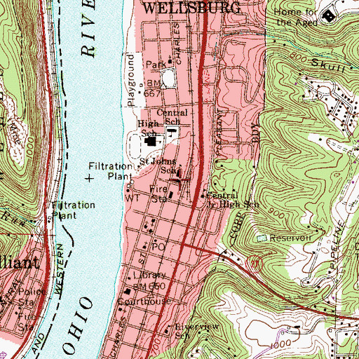 Topographic Map of Saint John the Evangelist Roman Catholic Church, WV