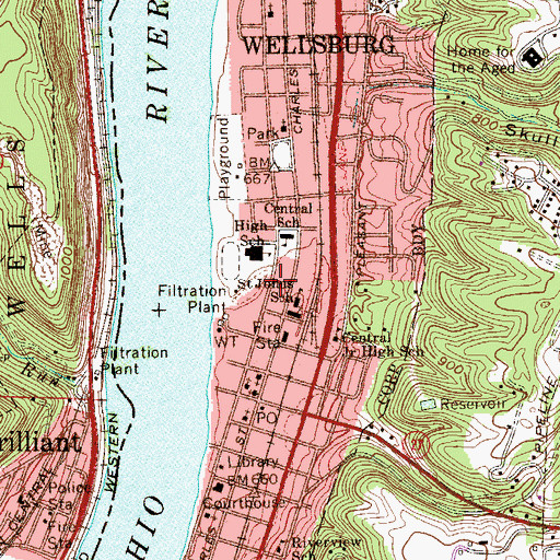 Topographic Map of Shank Town, WV