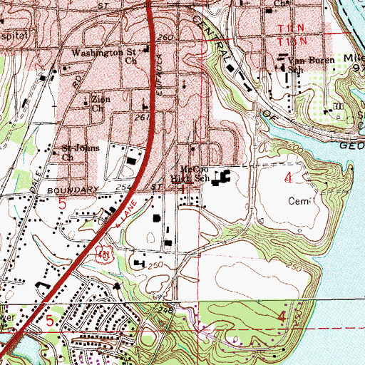 Topographic Map of Browns Cathedral Church of God in Christ, AL