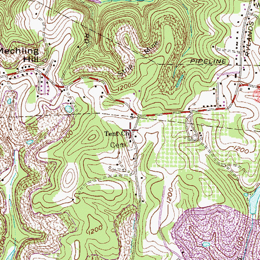 Topographic Map of Tent School (historical), WV
