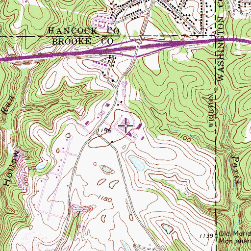 Topographic Map of Weirton Medical Center, WV