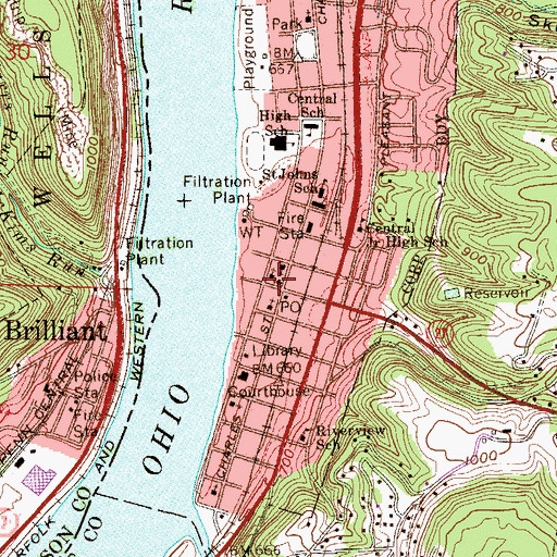 Topographic Map of Wellsburg Christian Church, WV