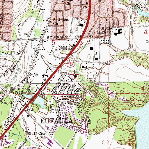 Topographic Map of Calvary Baptist Church, AL