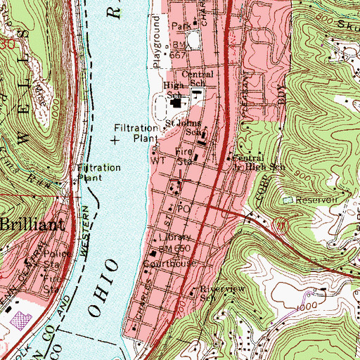 Topographic Map of Wellsburg United Methodist Church, WV