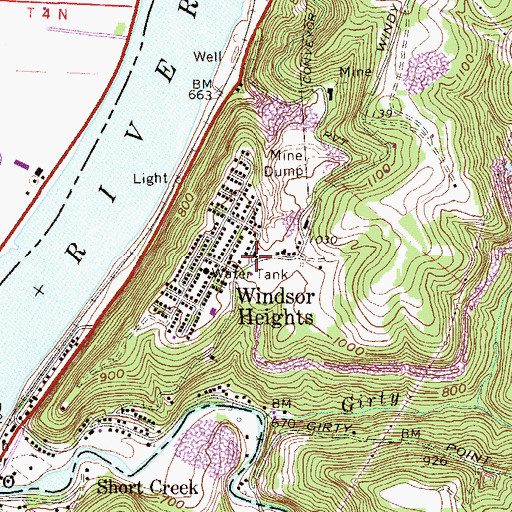 Topographic Map of Windsor Heights School (historical), WV