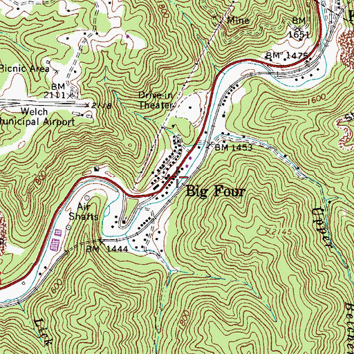 Topographic Map of Big Four, WV