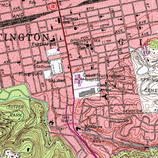 Topographic Map of Cabell Huntington Hospital, WV