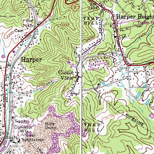 Topographic Map of Circle View, WV