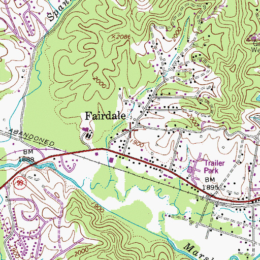 Topographic Map of Fairdale, WV