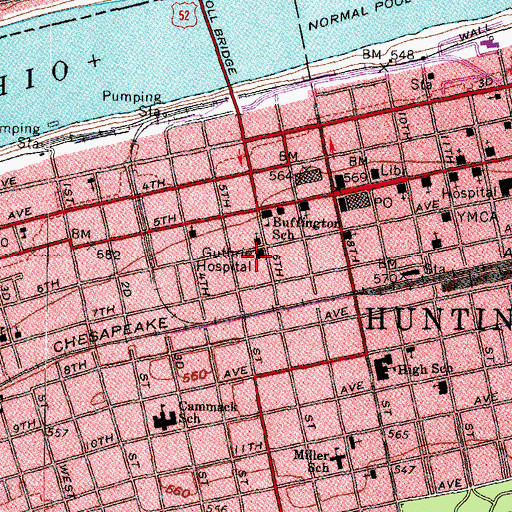 Topographic Map of Guthrie Hospital (historical), WV