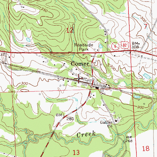 Topographic Map of Comer United Methodist Church, AL
