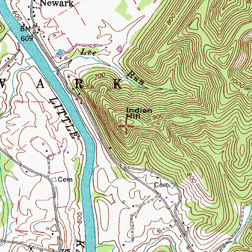 Topographic Map of Indian Hill, WV