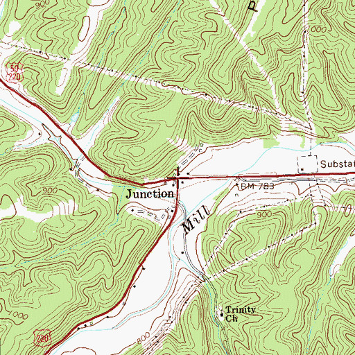Topographic Map of Junction, WV