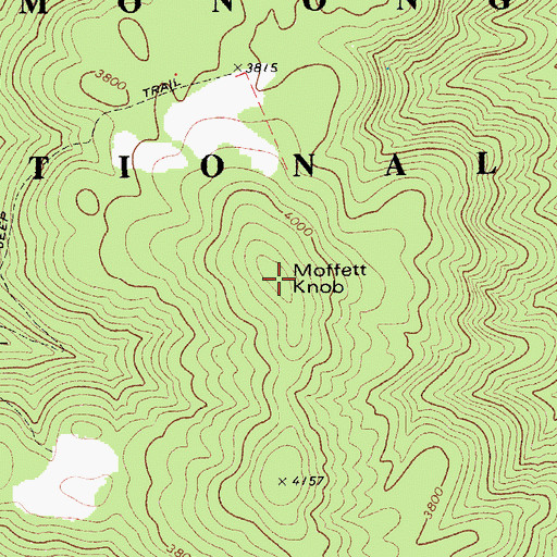 Topographic Map of Moffett Knob, WV