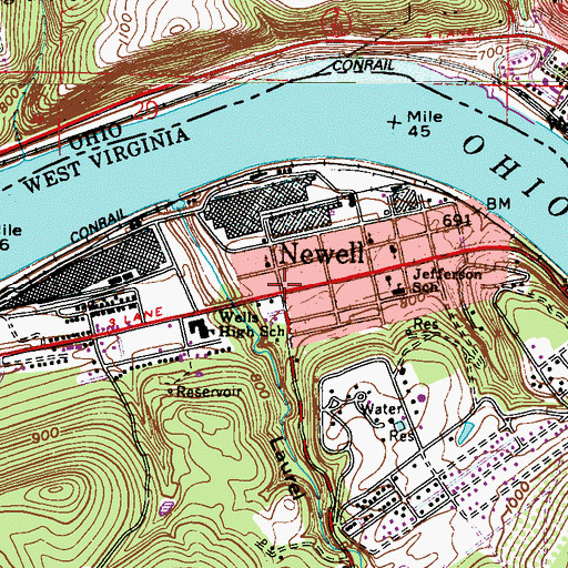 Topographic Map of Newell, WV