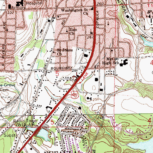 Topographic Map of Emanuel Holiness Church, AL