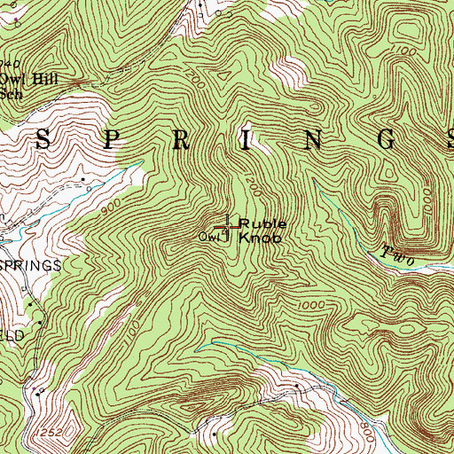 Topographic Map of Ruble Knob, WV