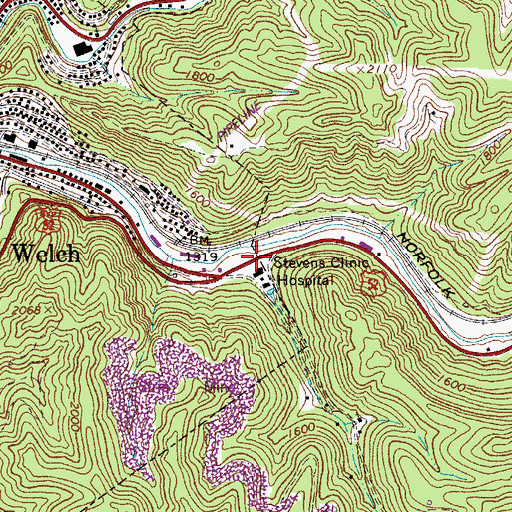 Topographic Map of Stevens Clinic Hospital (historical), WV
