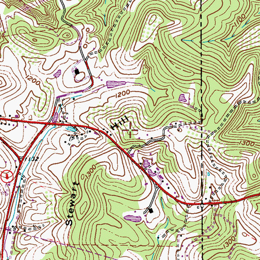 Topographic Map of Stewart Hill, WV