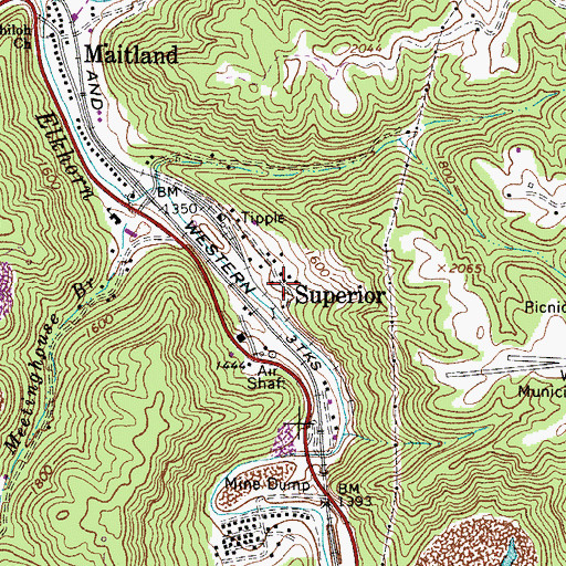 Topographic Map of Superior, WV