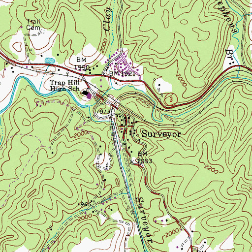 Topographic Map of Surveyor, WV