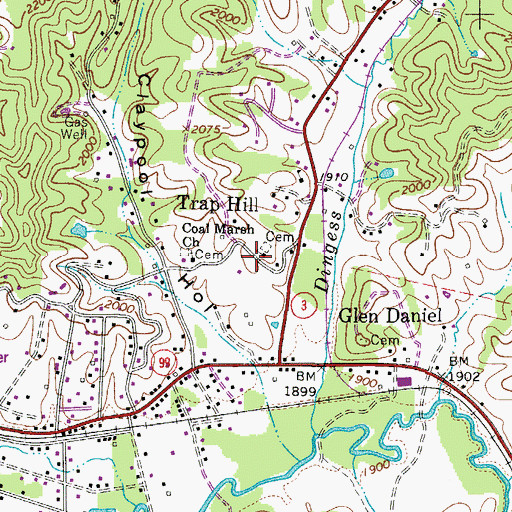 Topographic Map of Trap Hill, WV