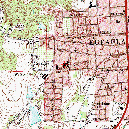 Topographic Map of Lakeview Community Hospital, AL