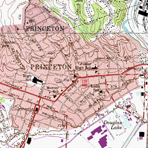 Topographic Map of Princeton Hospital (historical), WV