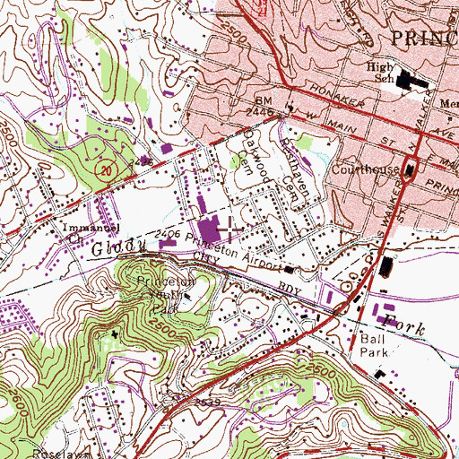 Topographic Map of HealthSouth Southern Hills Rehabilitation Hospital, WV