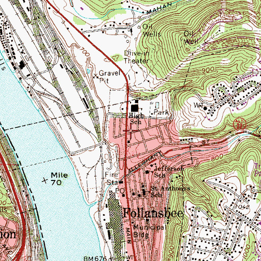 Topographic Map of Follansbee General Hospital (historical), WV