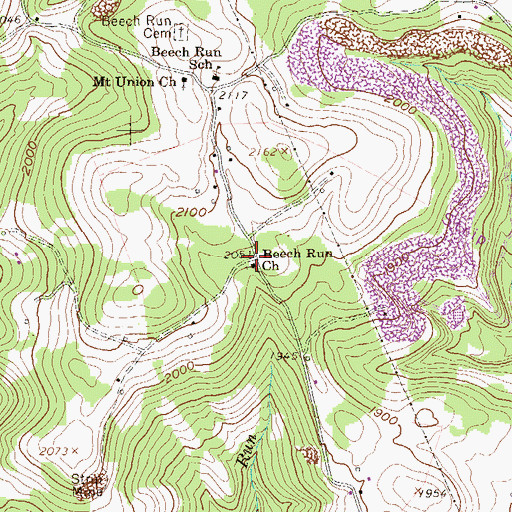 Topographic Map of Beech Run, WV