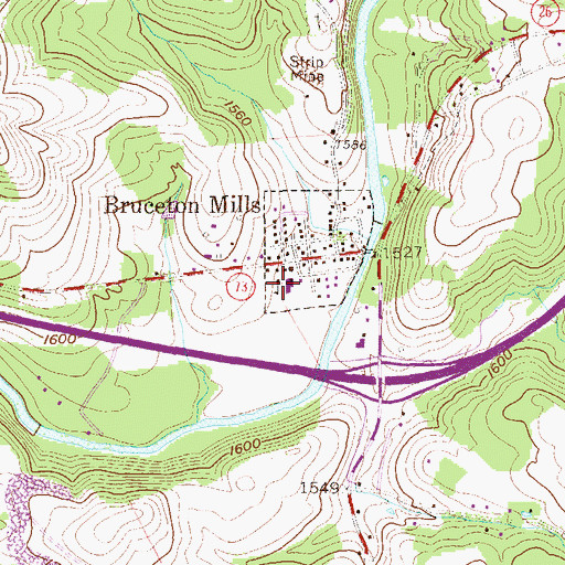 Topographic Map of Bruceton Mills Elementary School (historical), WV