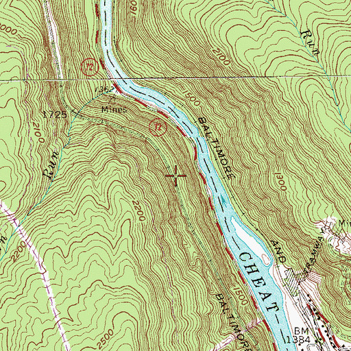 Topographic Map of Buckhorn (historical), WV