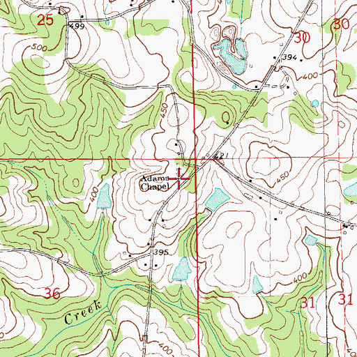 Topographic Map of Adams Chapel United Methodist Church, AL