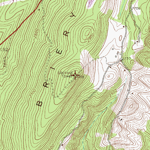 Topographic Map of Caddell Mountain Lookout Tower, WV