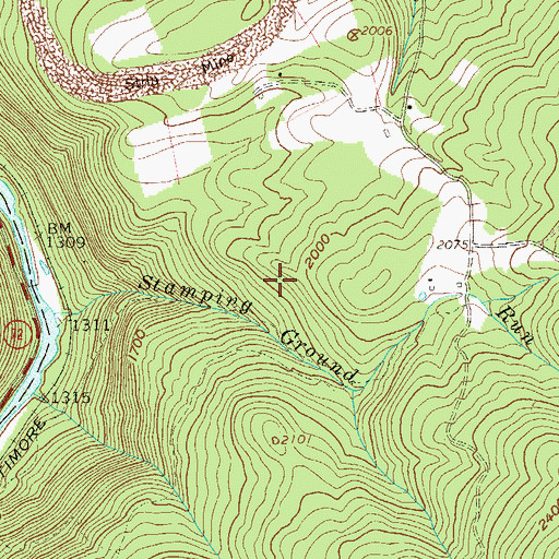 Topographic Map of Camp Dawson Public Hunting Area, WV