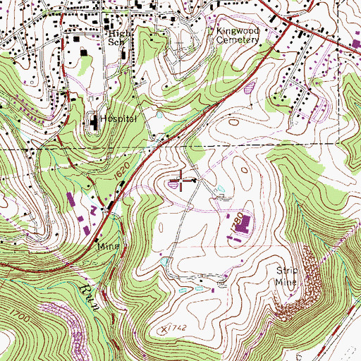 Topographic Map of Central Preston Middle School, WV