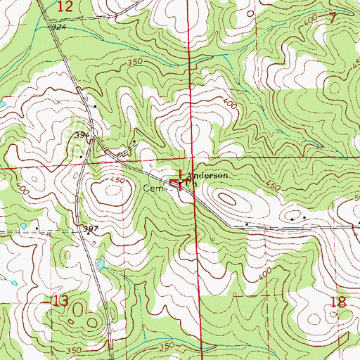 Topographic Map of Anderson Baptist Church, AL