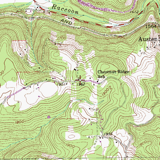 Topographic Map of Chestnut Ridge United Methodist Church, WV