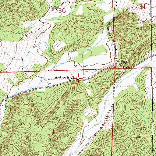 Topographic Map of Antioch Church of Christ, AL